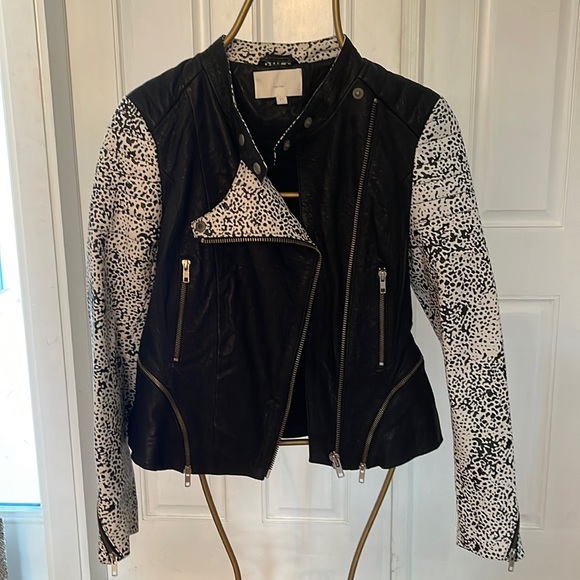 Walker Baker Jackets & Blazers - Stylish Black and White Leather Jacket